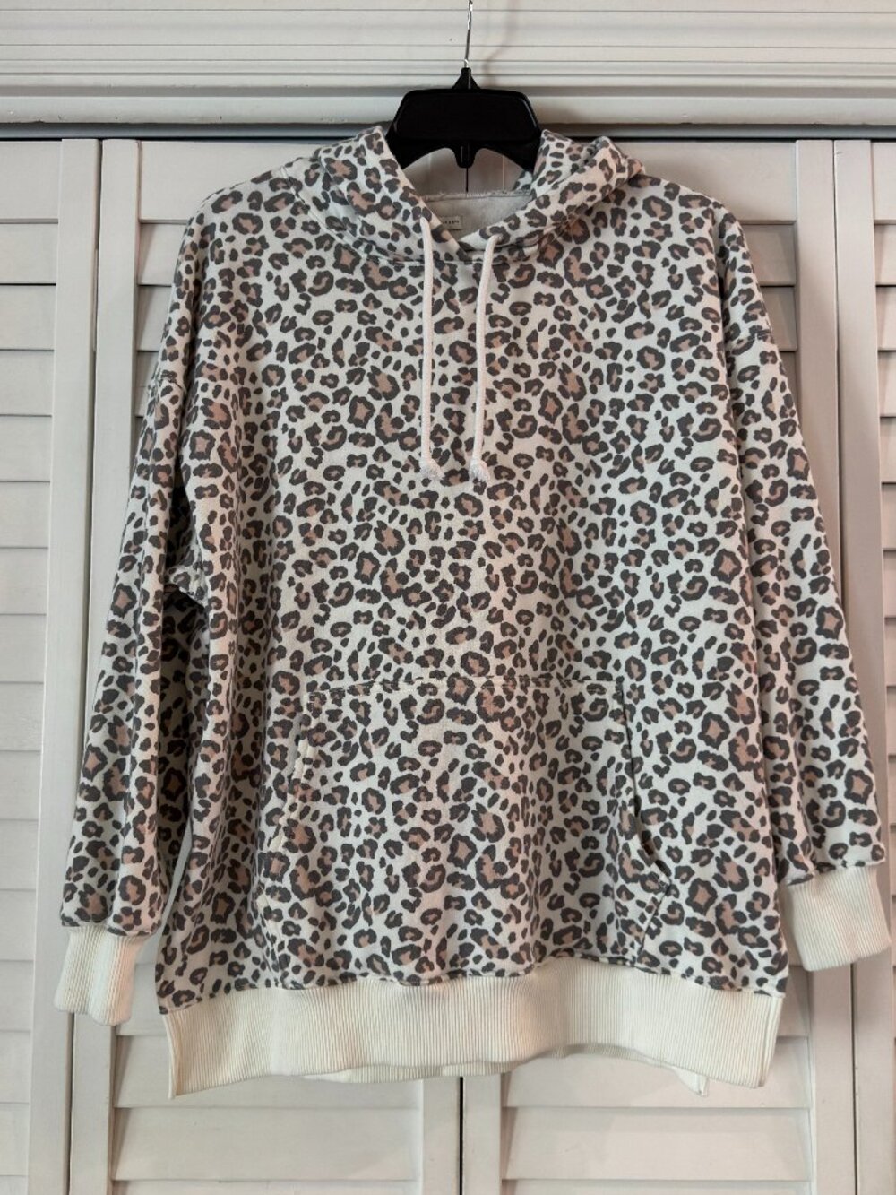 American Eagle Leopard Print Hooded Sweatshirt, XS